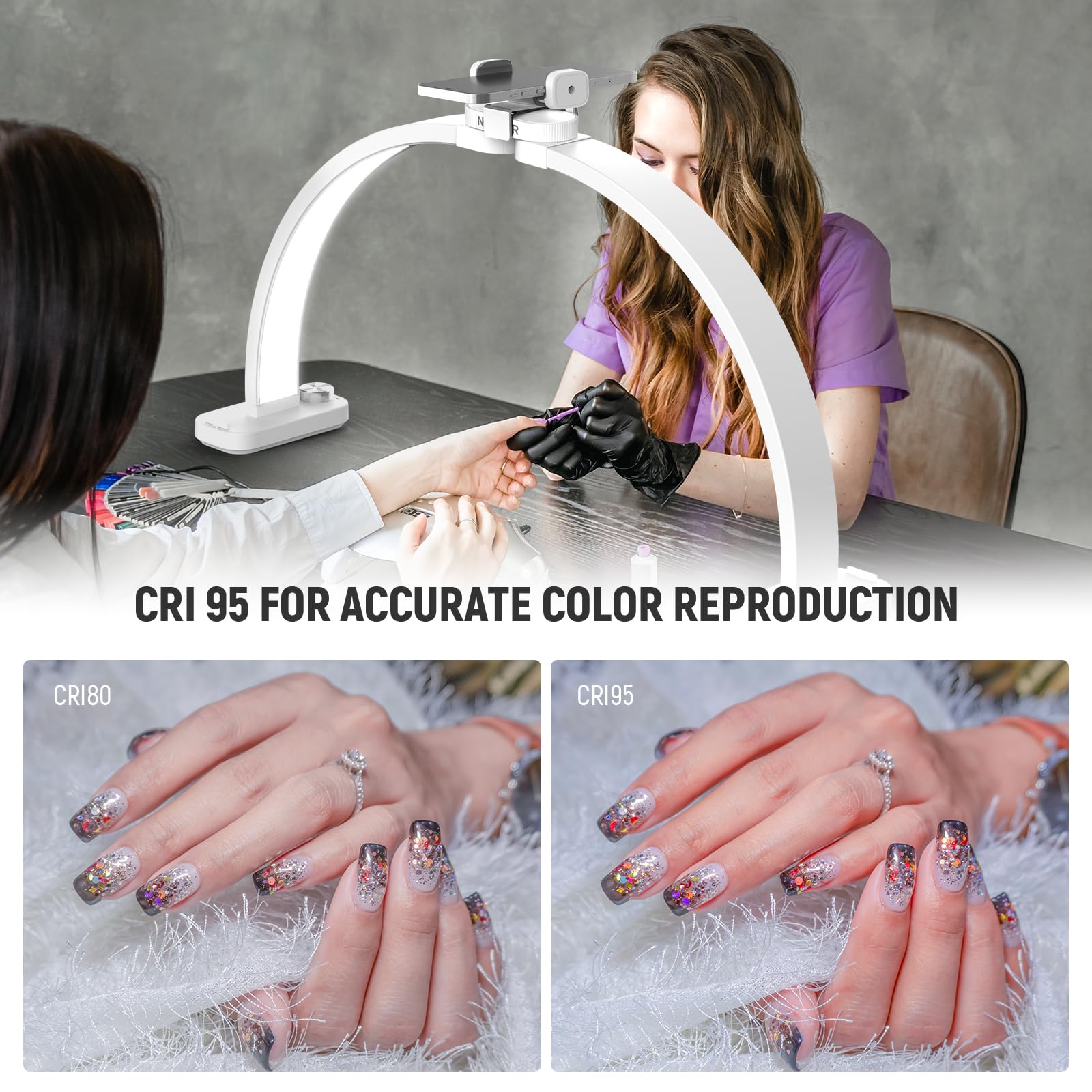 NEEWER Basic HM01-D 29-inch Arc Lamp – Foldable 40W LED Nail & Beauty Light (3000K-6500K)