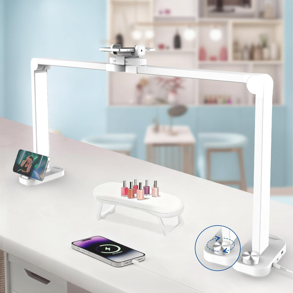 NEEWER Basics 33.5-inch Nail Light – 40W Foldable Desk LED Lamp with Phone Holder, 3 Color Modes, CRI85+