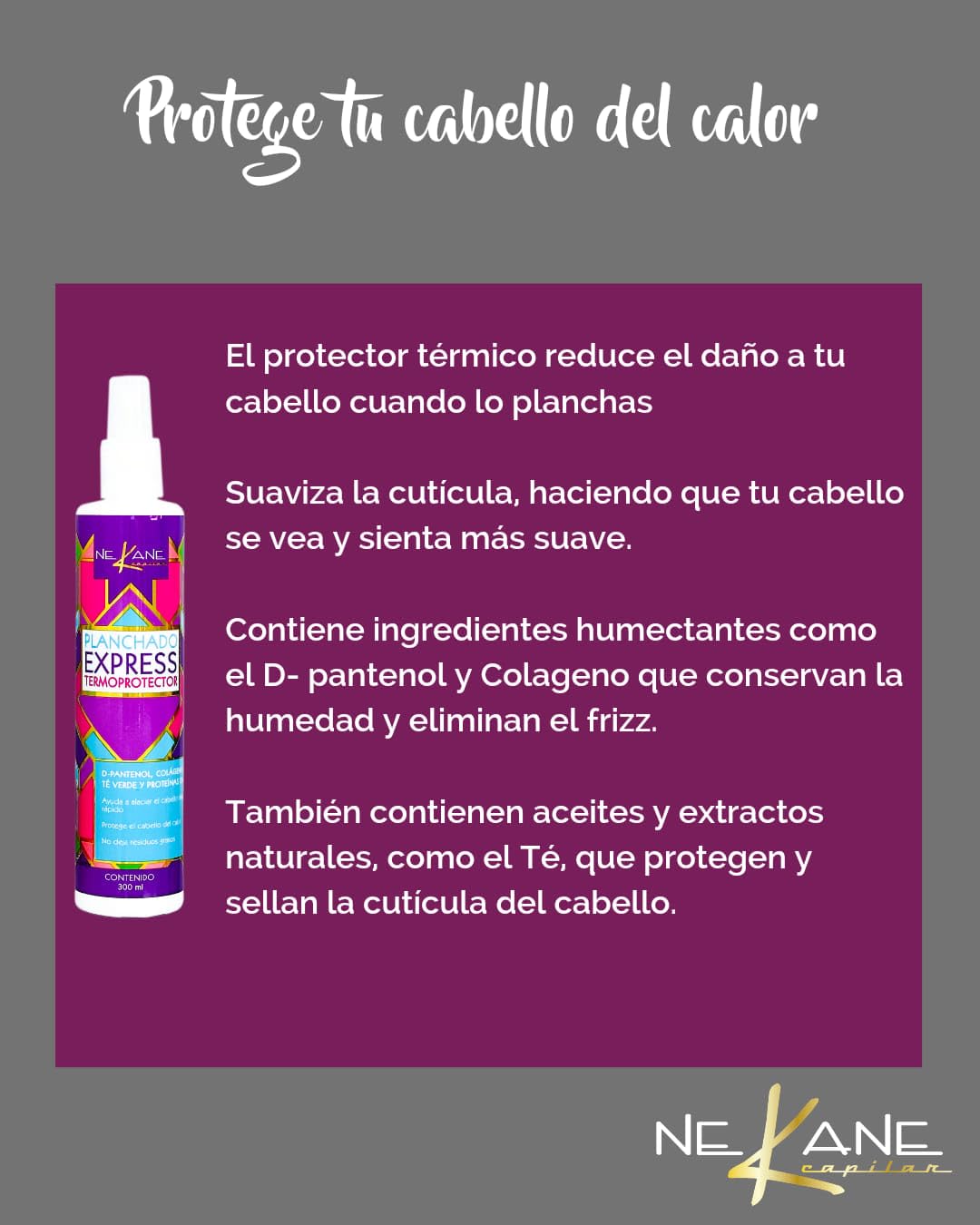 NEKANE Planchado Express Heat Protectant for Hair 300 mL – Pink