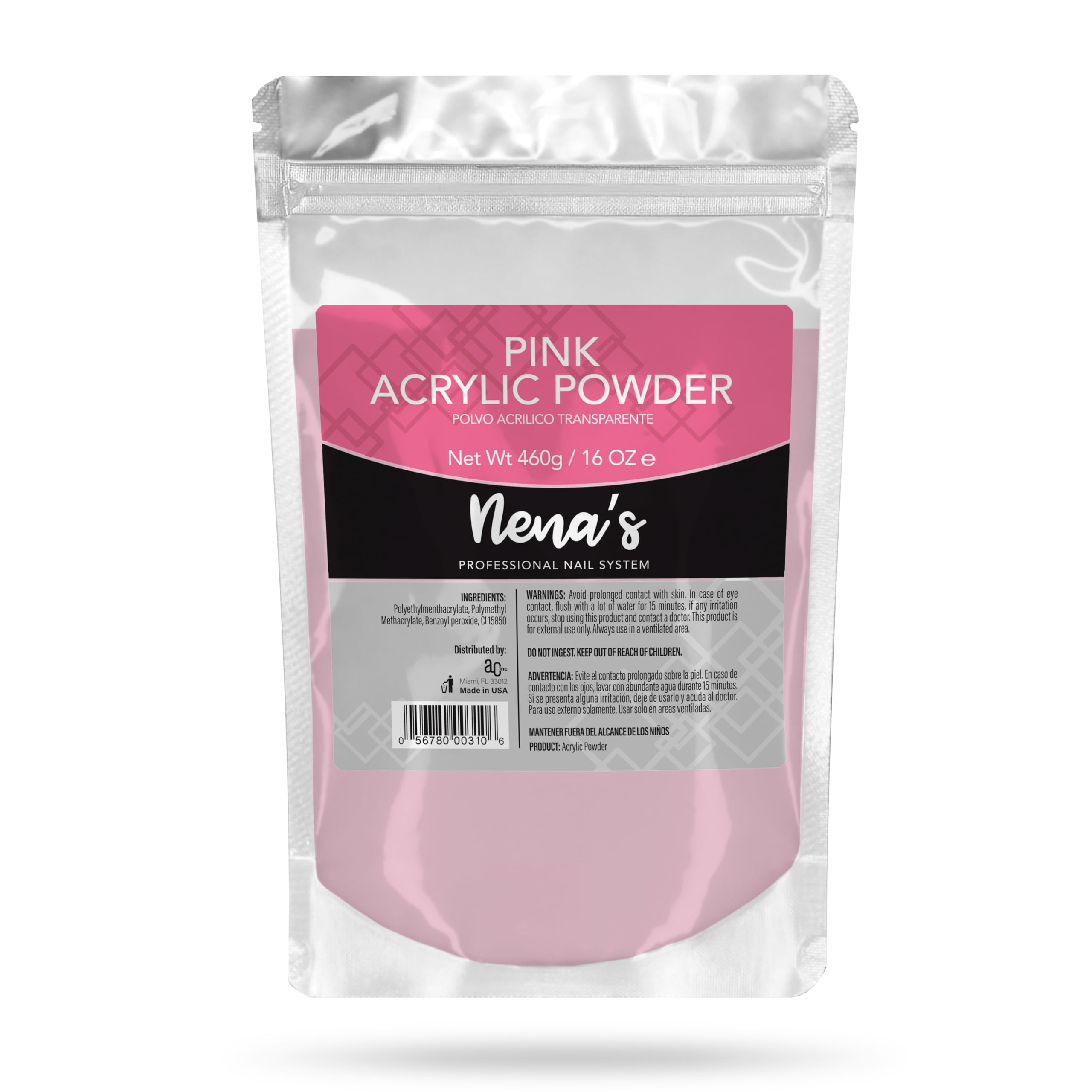 Nena's Superior Sculpting Powder – 16 oz Professional Acrylic Nail System (Clear & Pink)