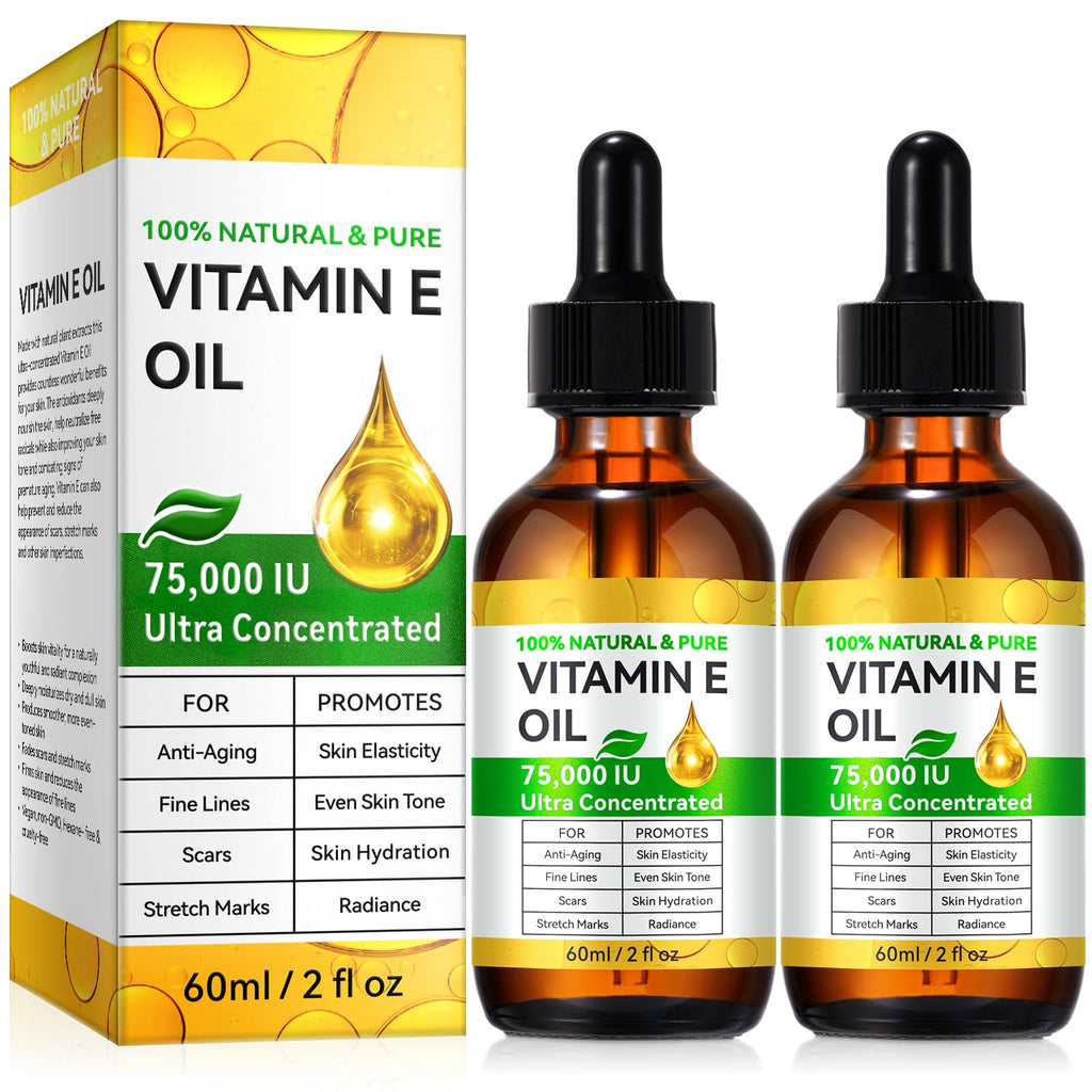 NenMaoKeNu 2 Pack Vitamin E Oil 75,000 IU – Hydration, Fine Line & Scar Support