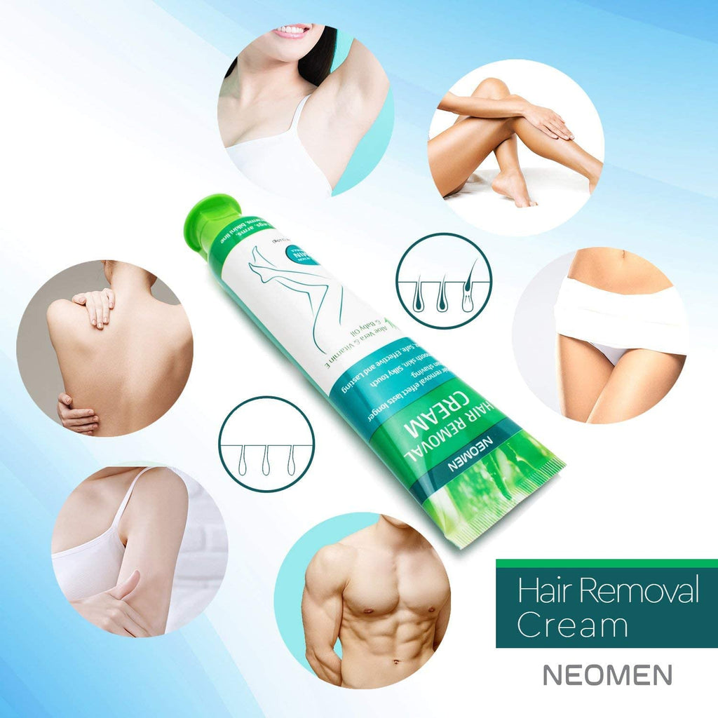NEOMEN Hair Removal Cream for Men & Women – Painless, Sensitive-Skin Formula with Aloe Vera & Vitamin E (2.37 fl oz)