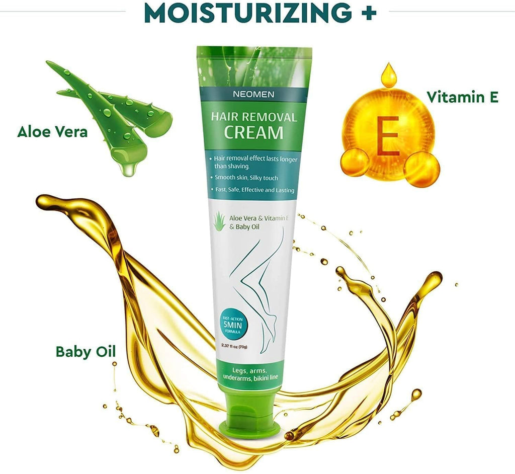NEOMEN Hair Removal Cream for Men & Women – Painless, Sensitive-Skin Formula with Aloe Vera & Vitamin E (2.37 fl oz)