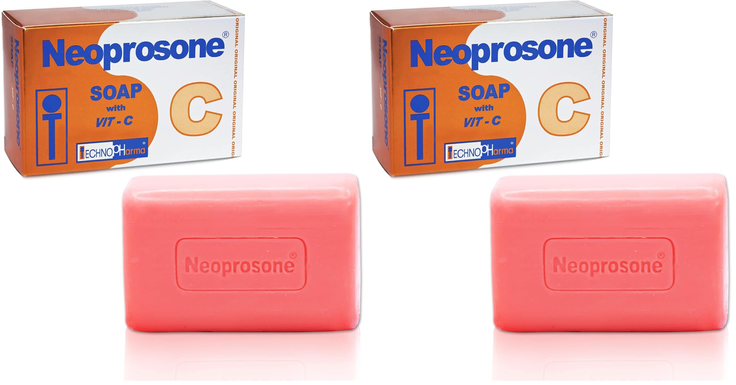 Neoprosone Skin Brightening Soap – Exfoliating Cleansing Bar with Vitamin C & Castor Oil (Pack of 2, 7oz/200g)
