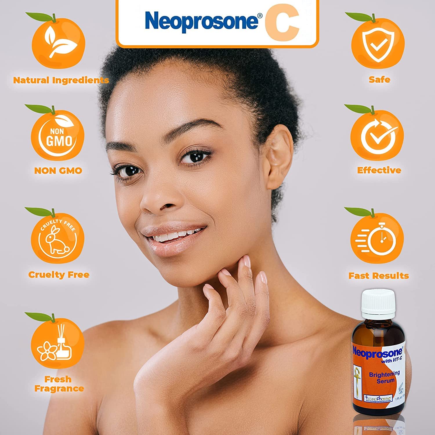 Neoprosone Vitamin C Serum for Face | 1 oz / 30 ml – Brightening Serum with Alpha Arbutin & Castor Oil