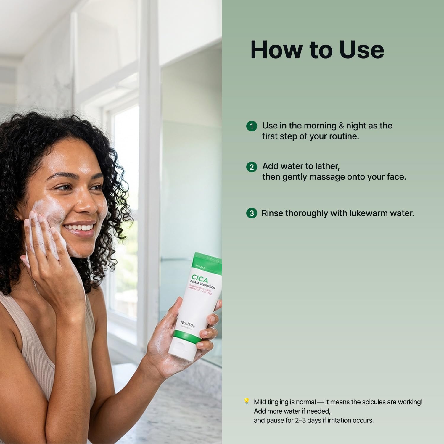 NEUL20S Spicule CICA Foam Cleanser – Hydrating Korean Face Wash with Centella, Hyaluronic Acid & Tea Tree