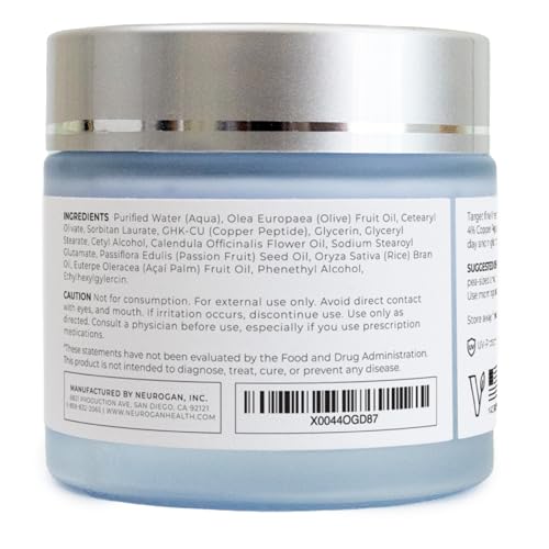 Neurogan GHK-Cu Copper Peptide Face Cream | 4% Peptides for Firmness & Deep Hydration | 2 oz