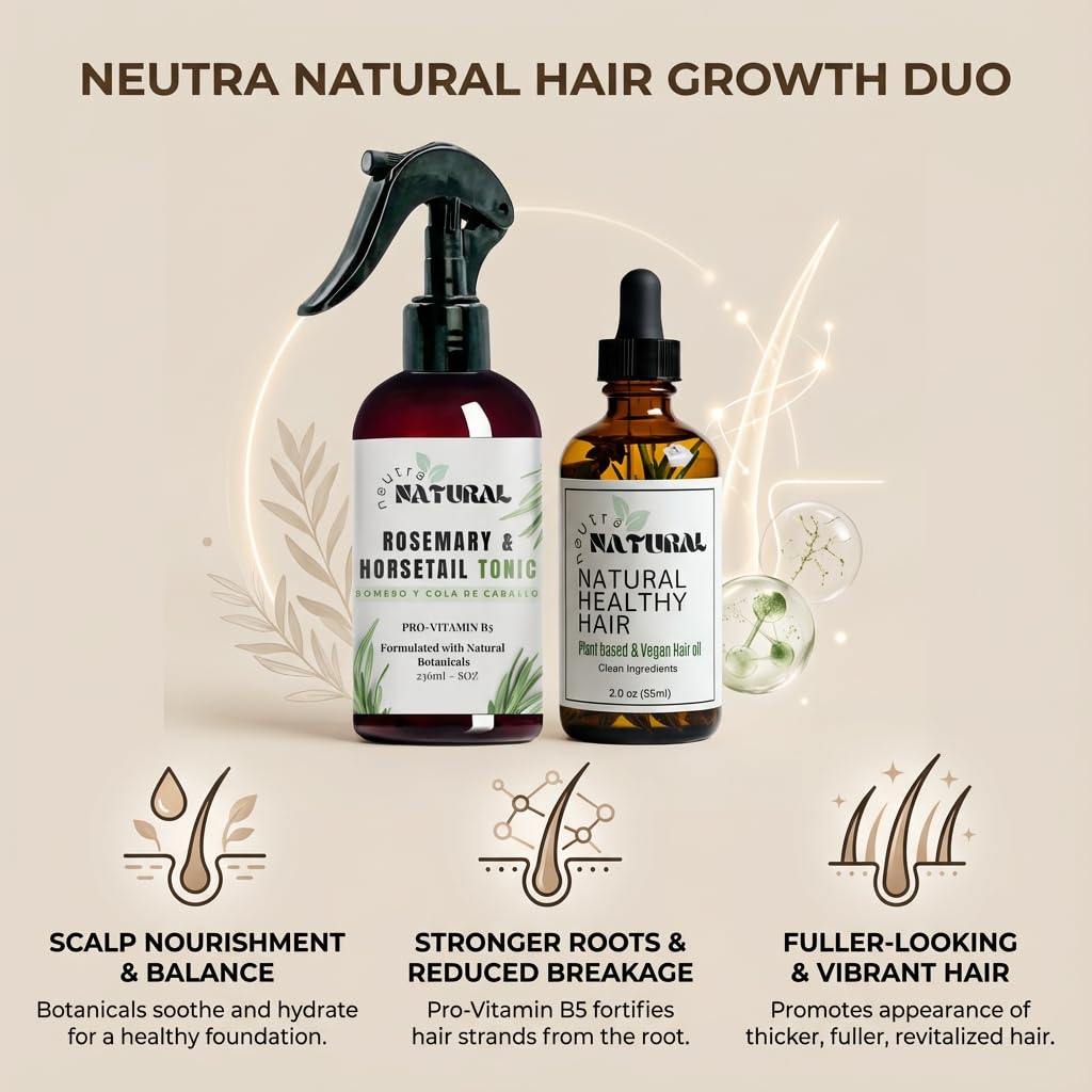 Neutra Natural Hair Growth Duo – Rosemary & Horsetail Scalp Tonic + Botanical Growth Oil | Vegan & Sulfate-Free