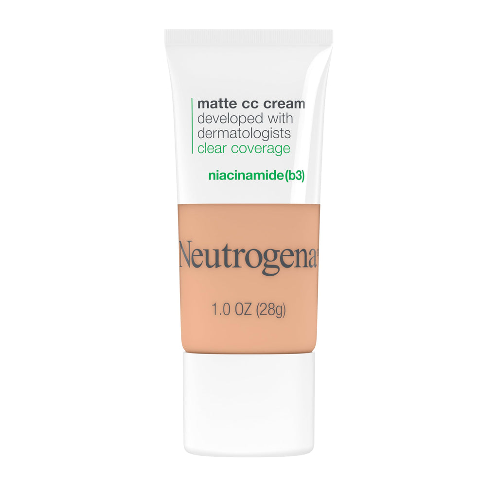 Neutrogena Clear Coverage Flawless Matte CC Cream – Full Coverage, Oil-Free, Sand 4.0