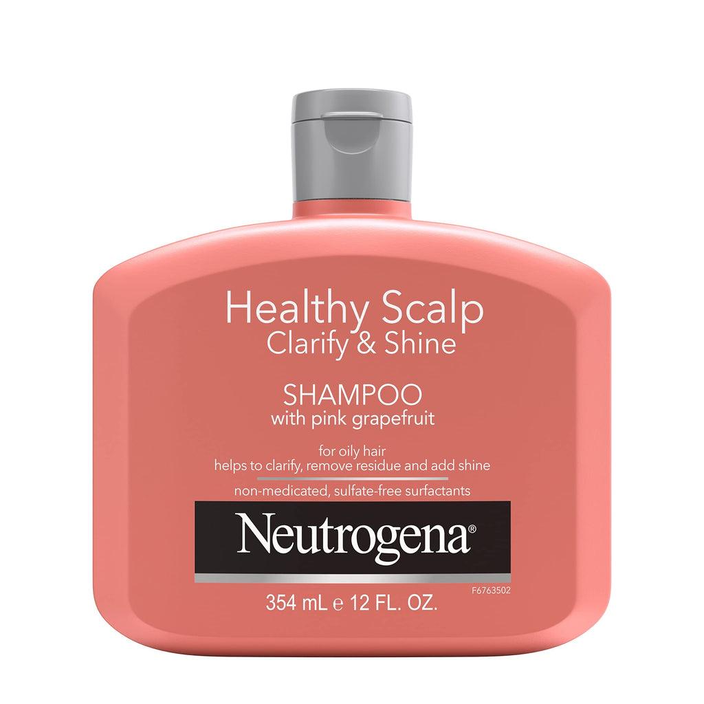 Neutrogena Exfoliating Healthy Scalp Clarifying Shampoo for Oily Hair & Color-Treated Hair | Pink Grapefruit, pH-Balanced, Sulfate-Free, 12 Fl Oz
