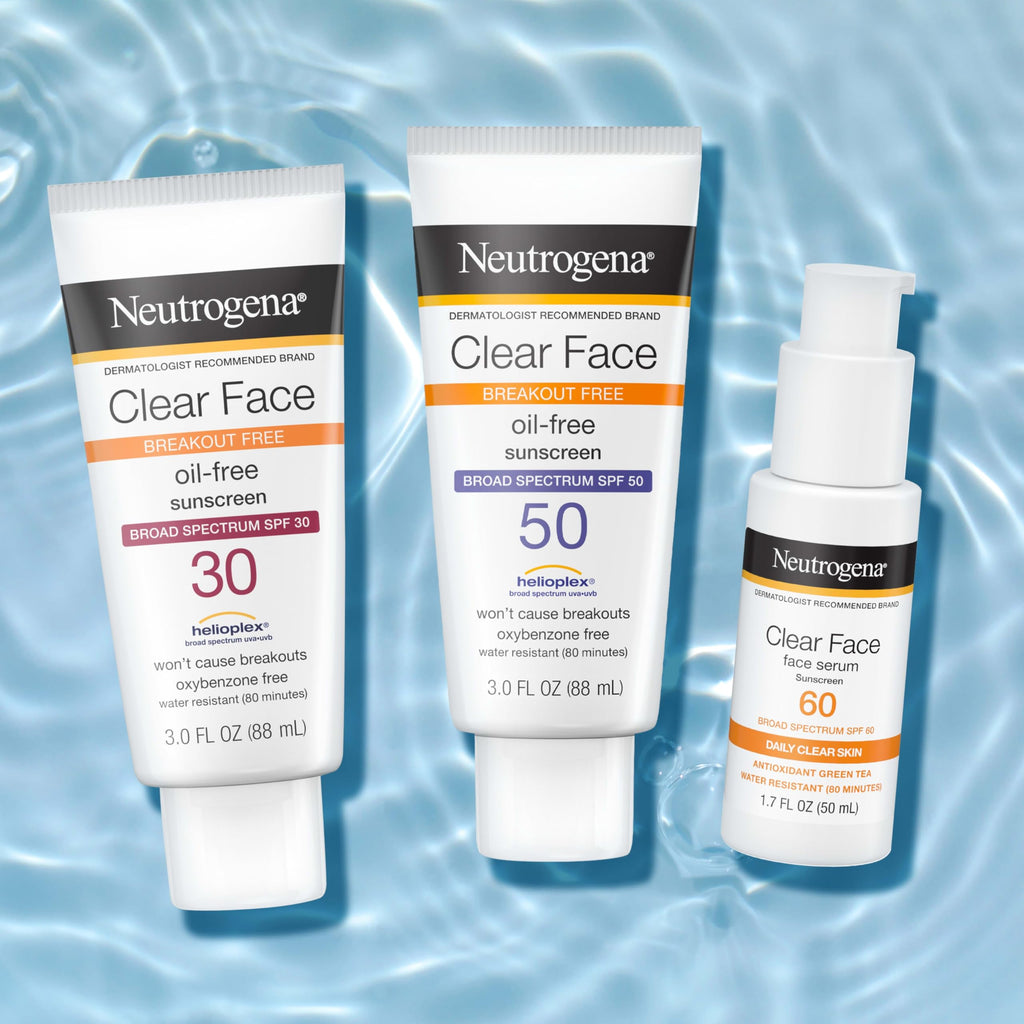 Neutrogena Clear Face Serum Sunscreen SPF 60 – Fragrance-Free, Non-Comedogenic, Water-Resistant 1.7 oz