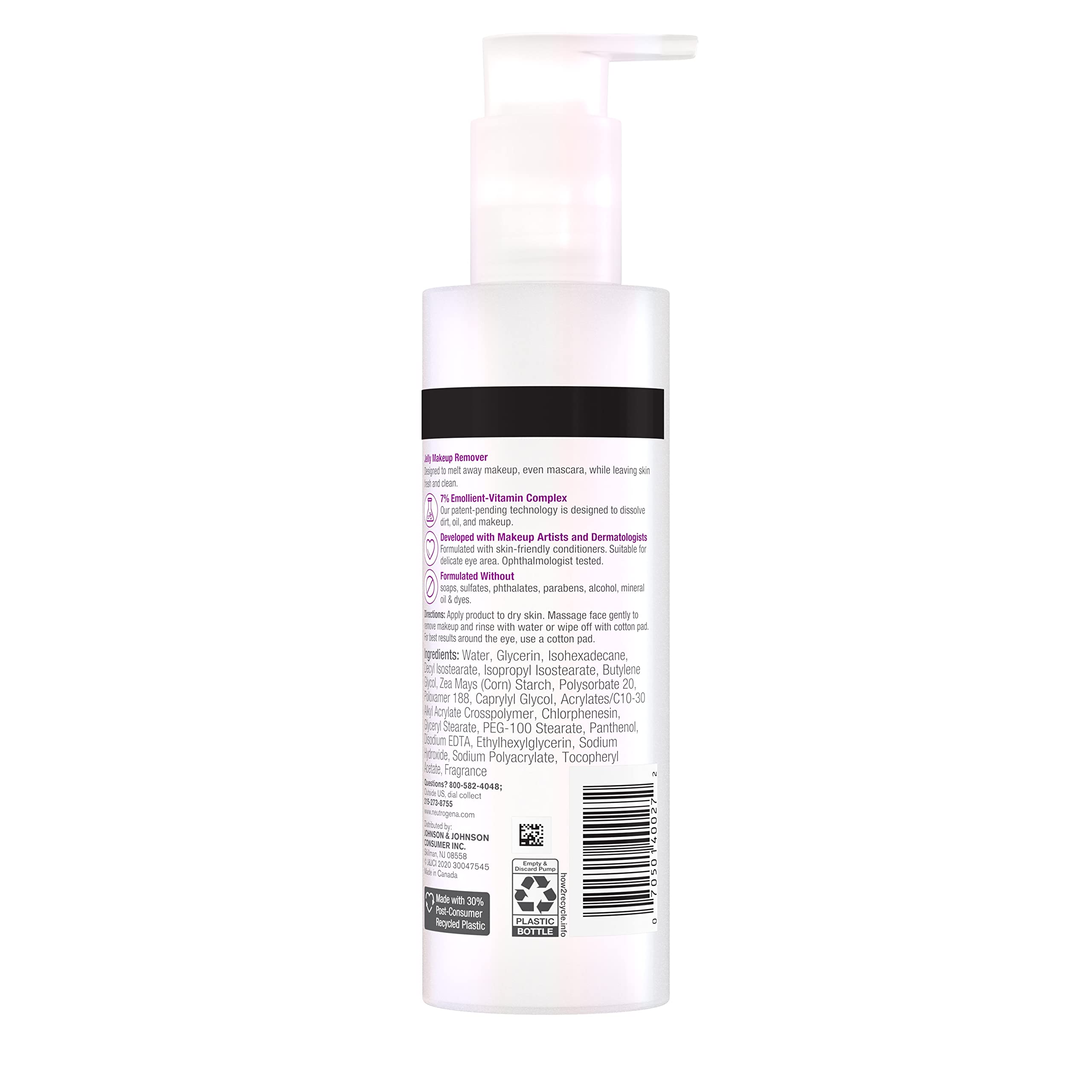 Neutrogena Makeup Melting Jelly Cleanser — Oil-Free Eye & Face Remover with 7% Emollient-Vitamin Complex, 6.3 fl oz