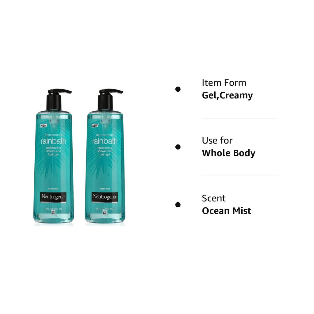 Neutrogena Rainbath Ocean Mist Shower Gel 16 oz (2 Pack) | Refreshing Bath & Shower