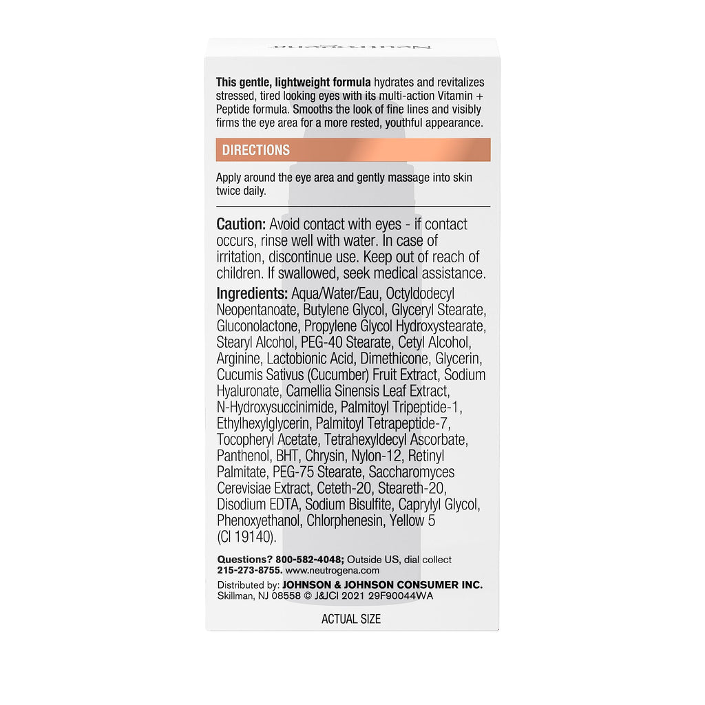 Neutrogena Rapid Firming Peptide Eye Cream – Depuffing, Brightening & Hydrating, Fragrance-Free, 0.5 oz