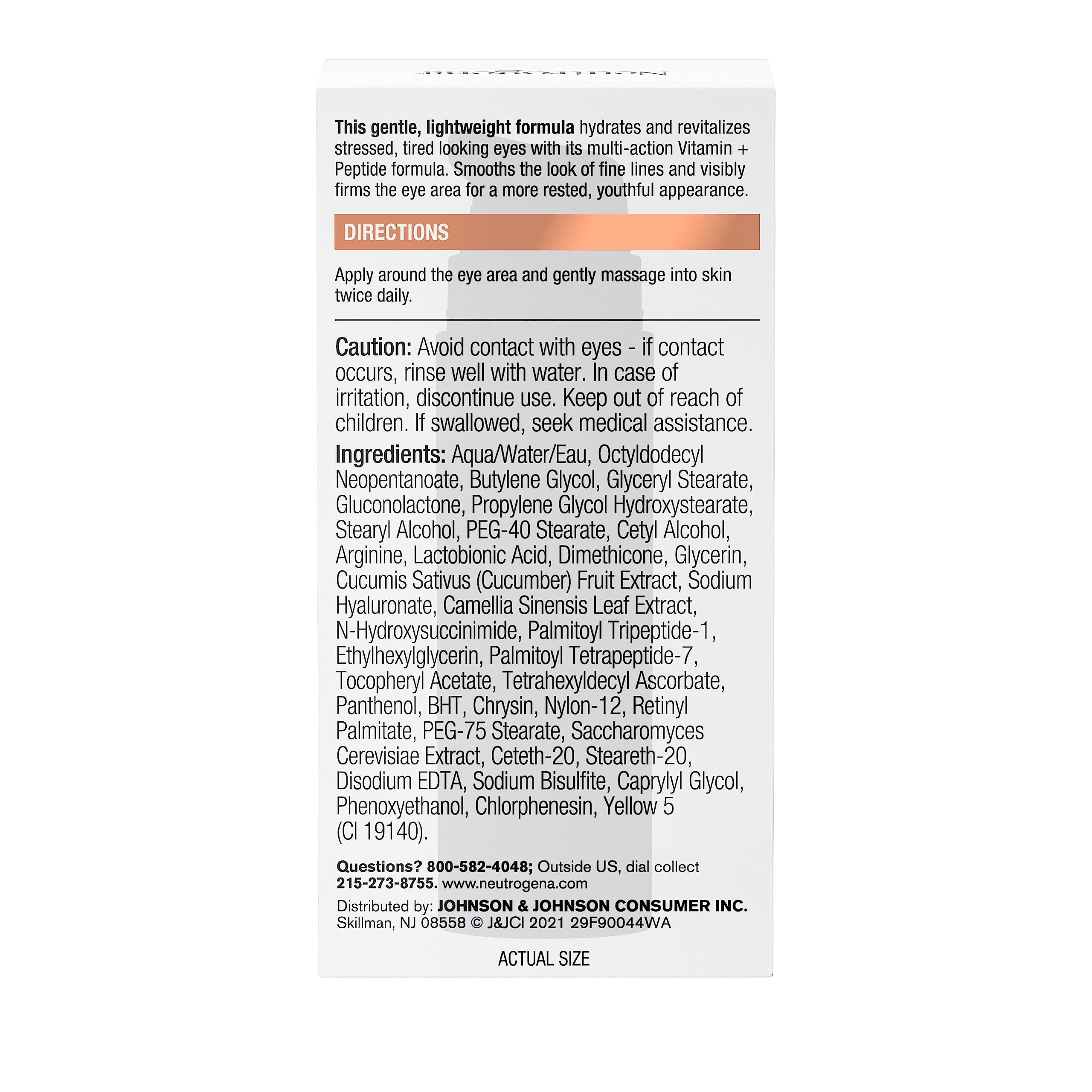 Neutrogena Rapid Firming Peptide Eye Cream – Depuffing, Brightening & Hydrating, Fragrance-Free, 0.5 oz