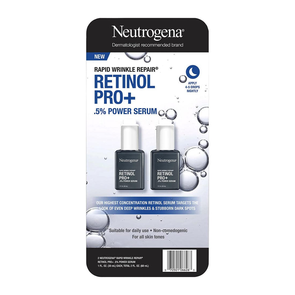 Neutrogena Rapid Wrinkle Repair Retinol Pro+ 0.5% Power Facial Serum – 2-Pack, 1oz Each