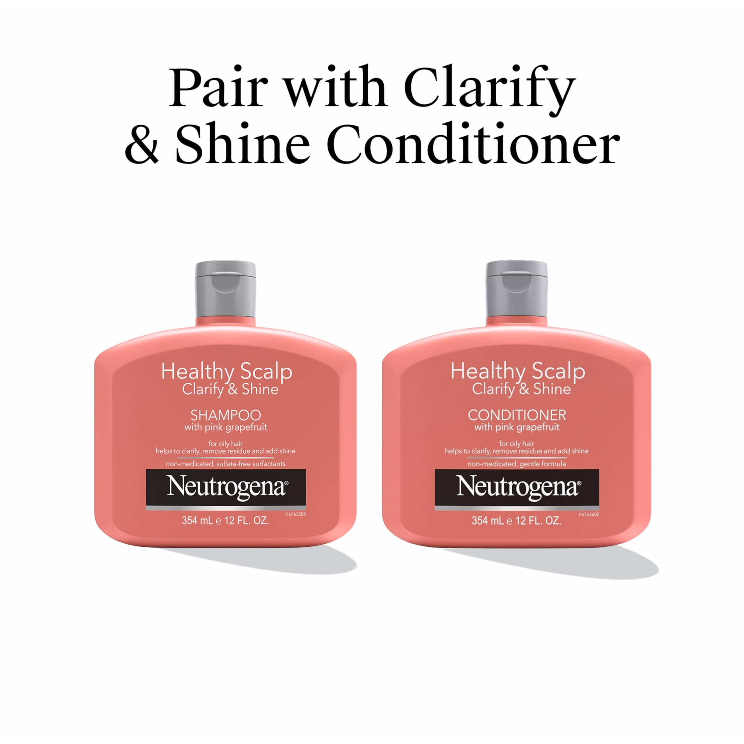 Neutrogena Exfoliating Healthy Scalp Clarifying Shampoo for Oily Hair & Color-Treated Hair | Pink Grapefruit, pH-Balanced, Sulfate-Free, 12 Fl Oz