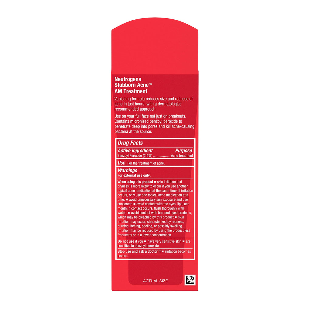 Neutrogena Stubborn Acne AM Treatment | 2.5% Benzoyl Peroxide, Oil-Free