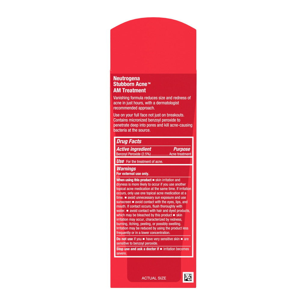 Neutrogena Stubborn Acne AM Treatment | 2.5% Benzoyl Peroxide, Oil-Free
