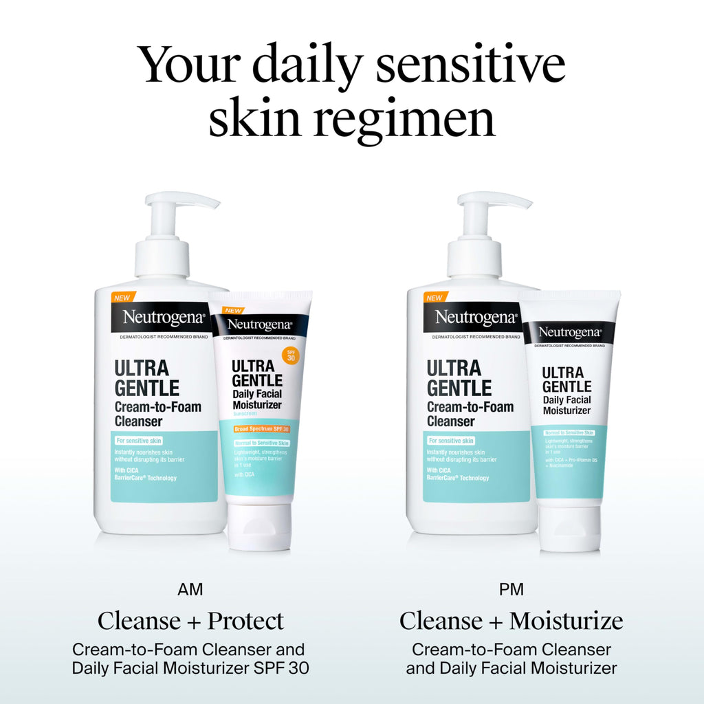 Neutrogena Ultra Gentle Daily Moisturizer SPF 30 with CICA – Fragrance-Free for Sensitive Skin