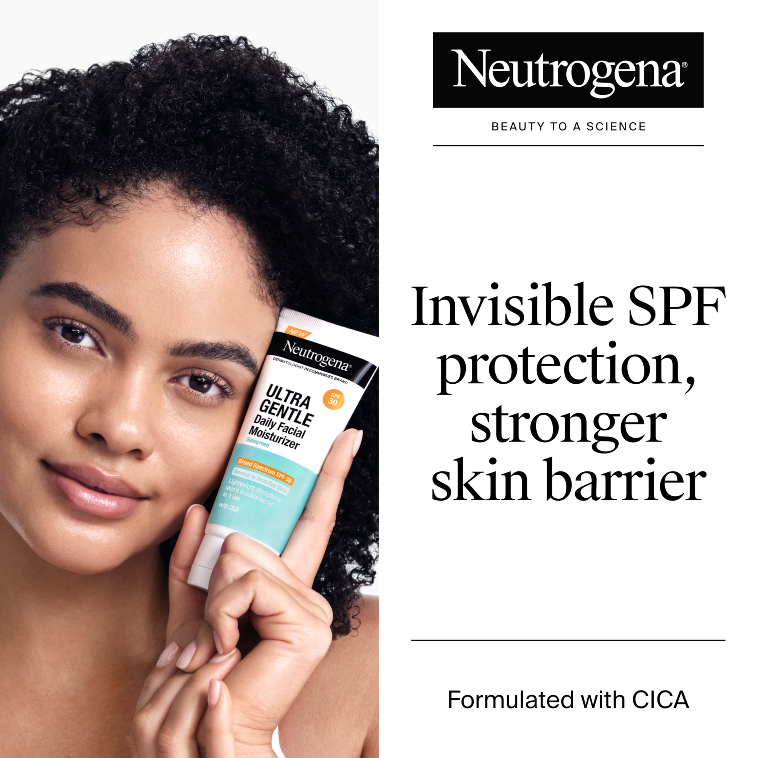 Neutrogena Ultra Gentle Daily Moisturizer SPF 30 with CICA – Fragrance-Free for Sensitive Skin