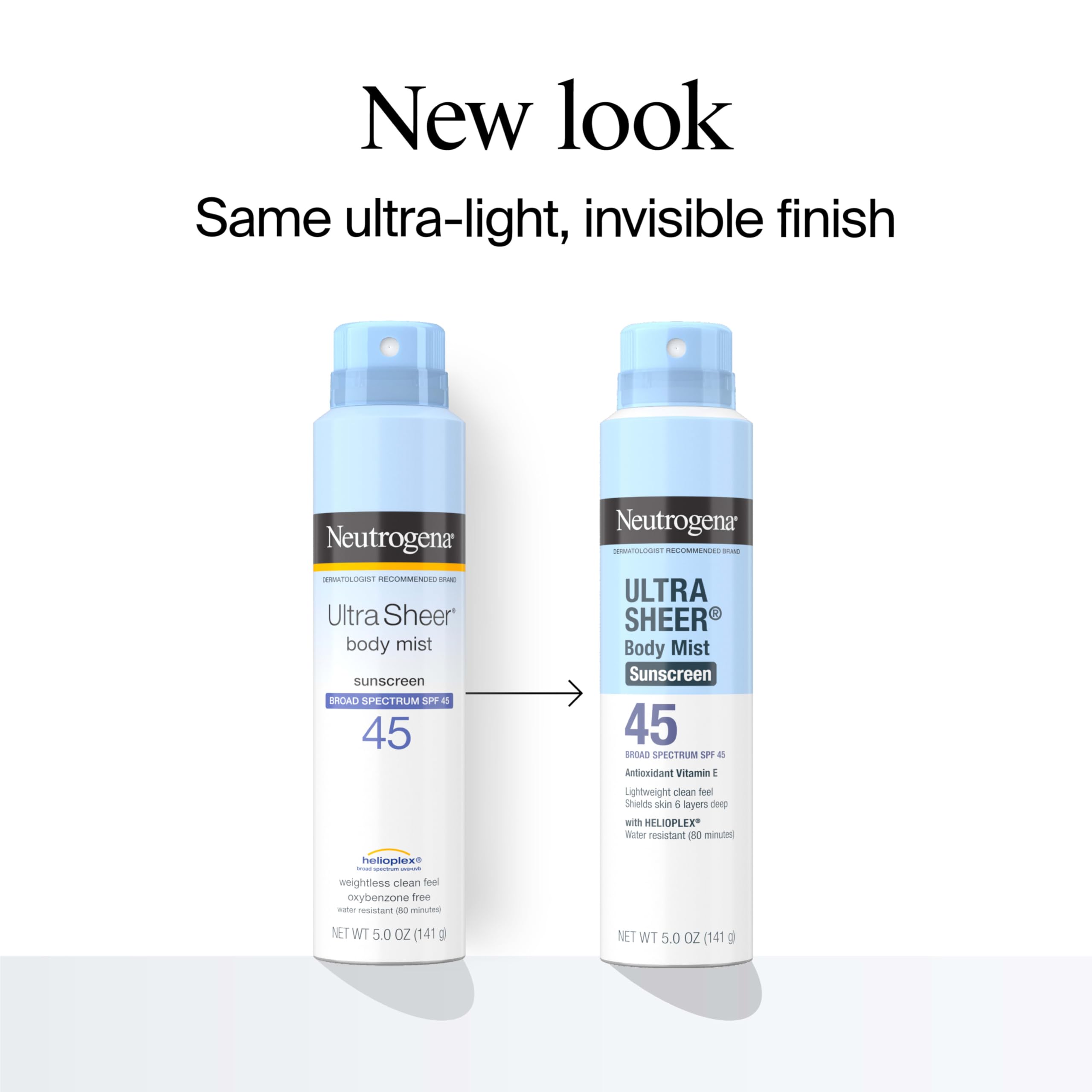 Neutrogena Ultra Sheer Body Mist Sunscreen Spray SPF 45 – Non-Greasy, Water-Resistant 3-Pack (5 oz each)