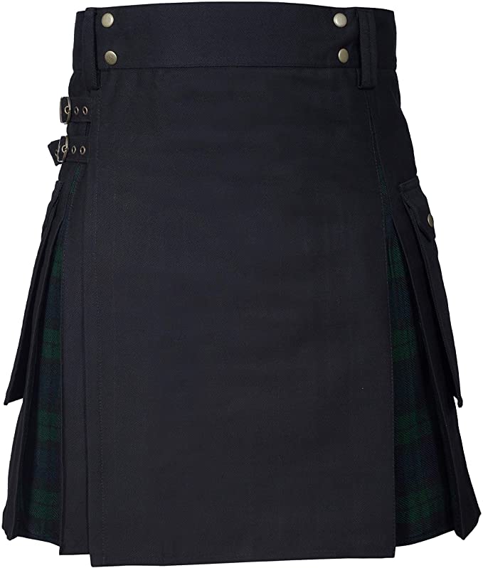 Black Watch Tartan Hybrid Kilt – Men’s Utility Pleated Kilt