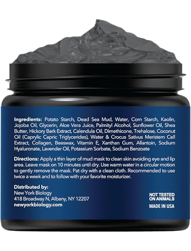 New York Biology Dead Sea Mud Mask – Face & Body, Stem Cell & Collagen, Pore Refiner | 4 oz Pack of 2