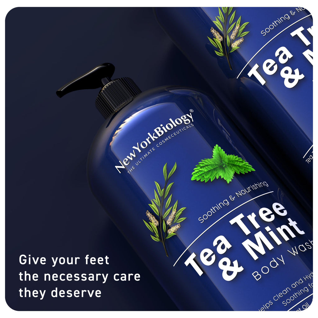 New York Biology Tea Tree Mint Body Wash – For Men & Women | 16.9 fl oz Pack of 2 | Hydrating & Refreshing Cleanser