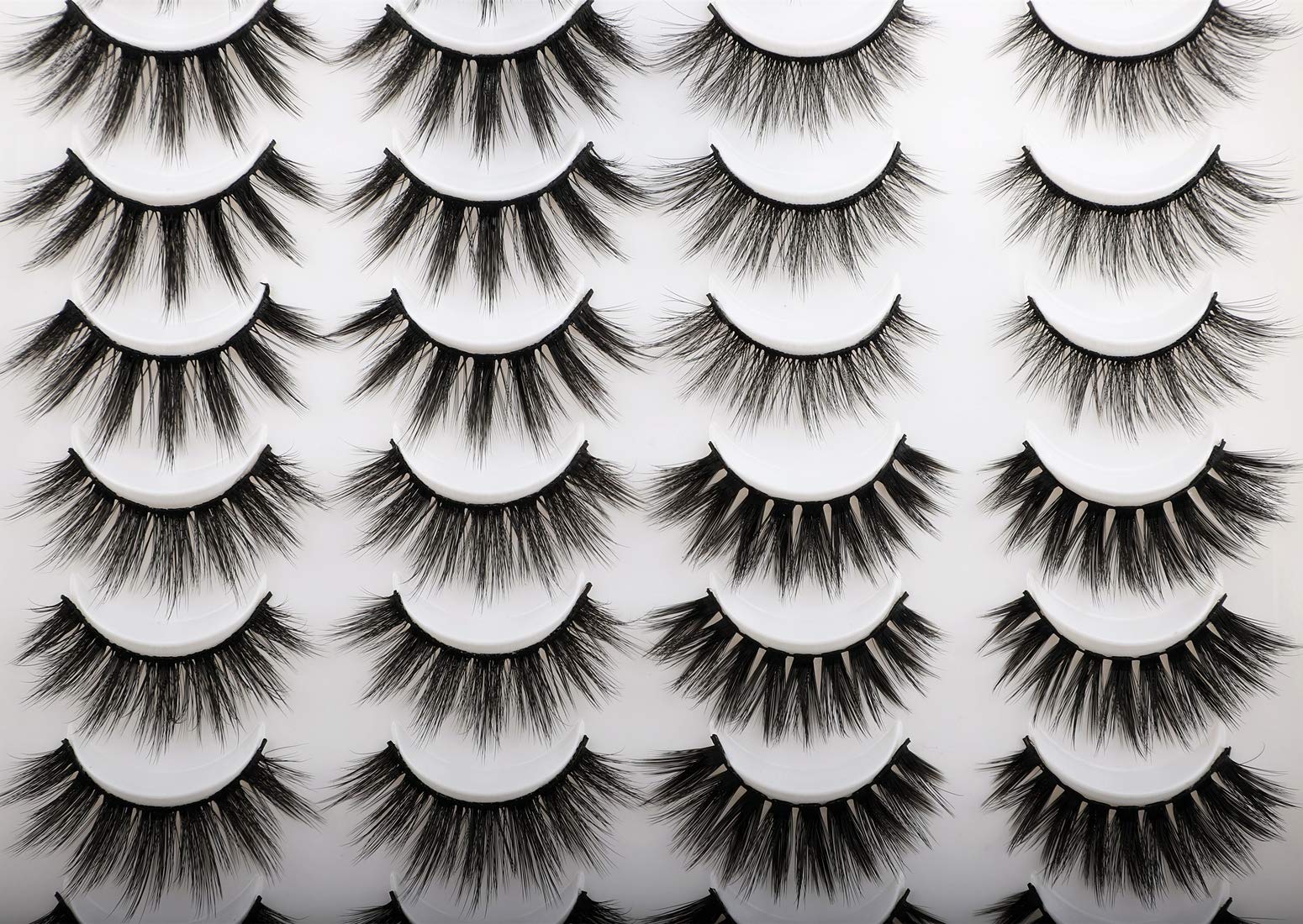 Newcally Faux Mink Lashes Pack – 20 Pairs Dramatic Long Wispy False Eyelashes Wholesale
