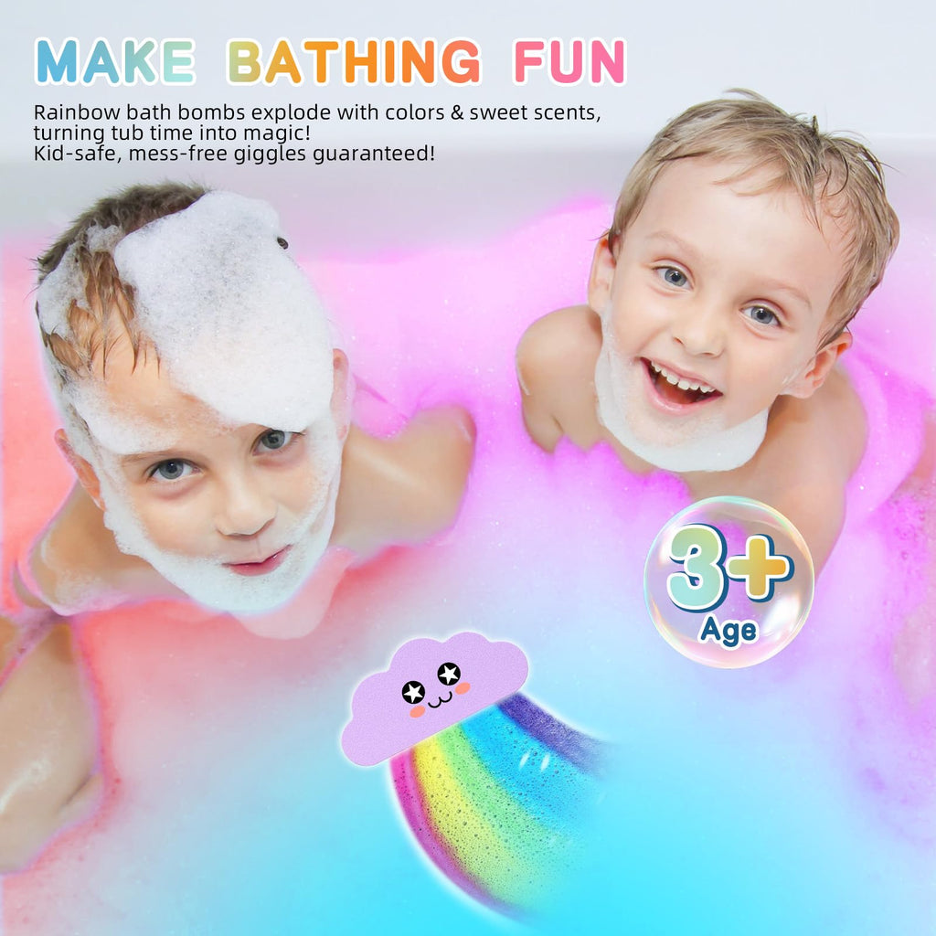 NEWFEIFAN Rainbow Bath Bombs for Kids – Colorful Surprise Bath Toys Set, Safe & Non-Toxic
