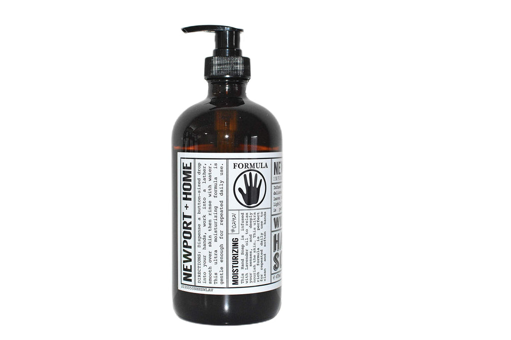 Newport Home Hand Soap Co – Wild Lavender, 2 Glass Bottles (16 fl oz Each)