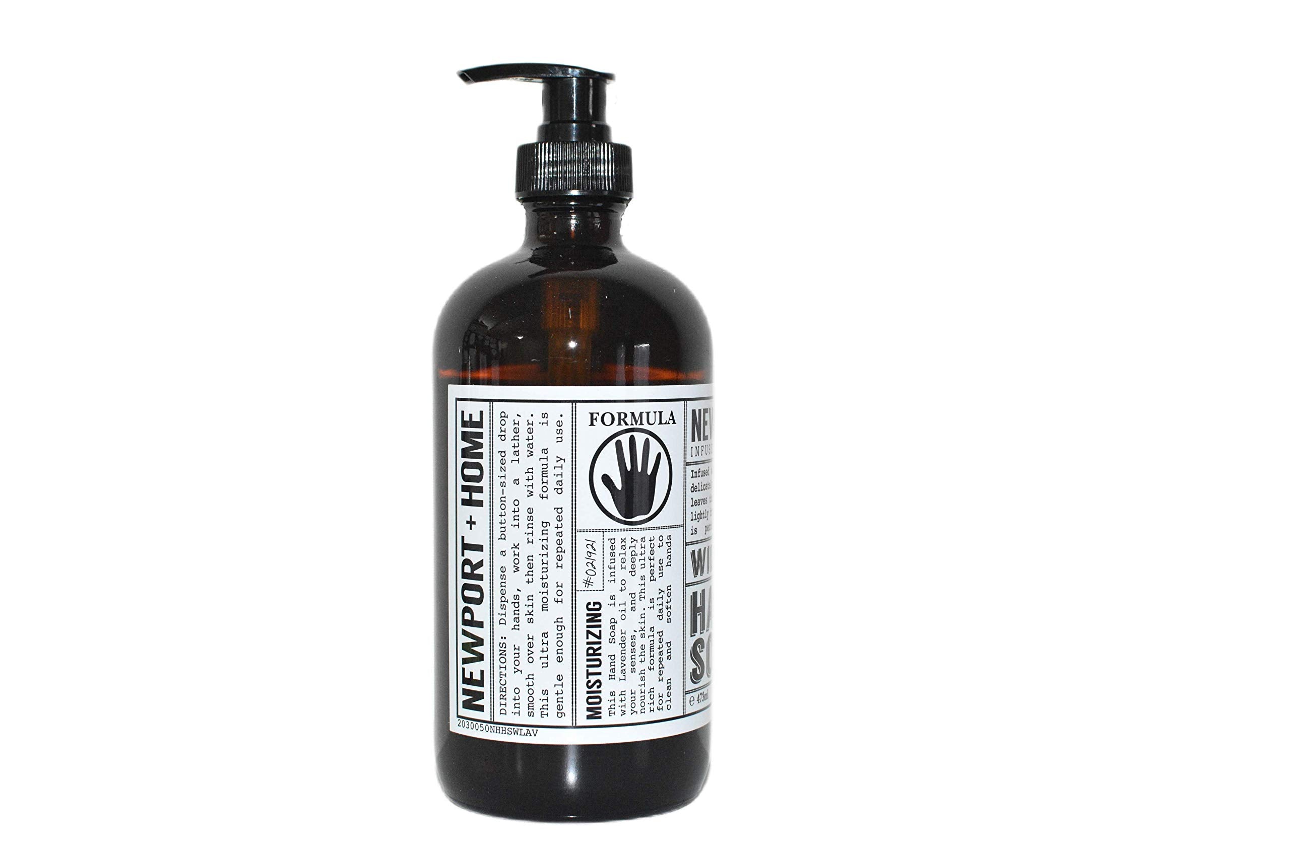 Newport Home Hand Soap Co – Wild Lavender, 2 Glass Bottles (16 fl oz Each)