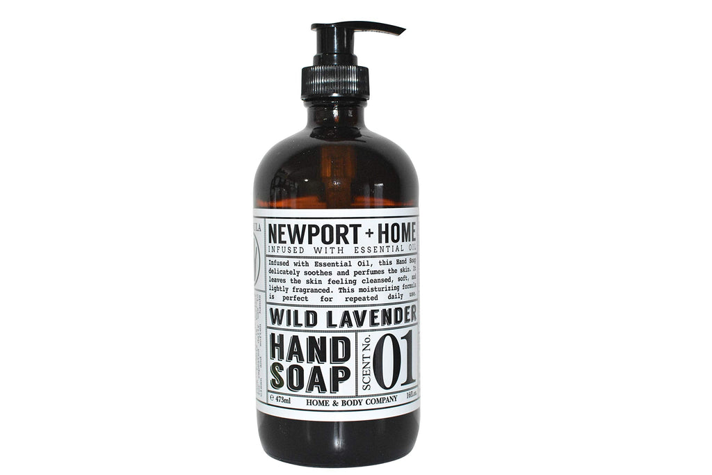Newport Home Hand Soap Co – Wild Lavender, 2 Glass Bottles (16 fl oz Each)
