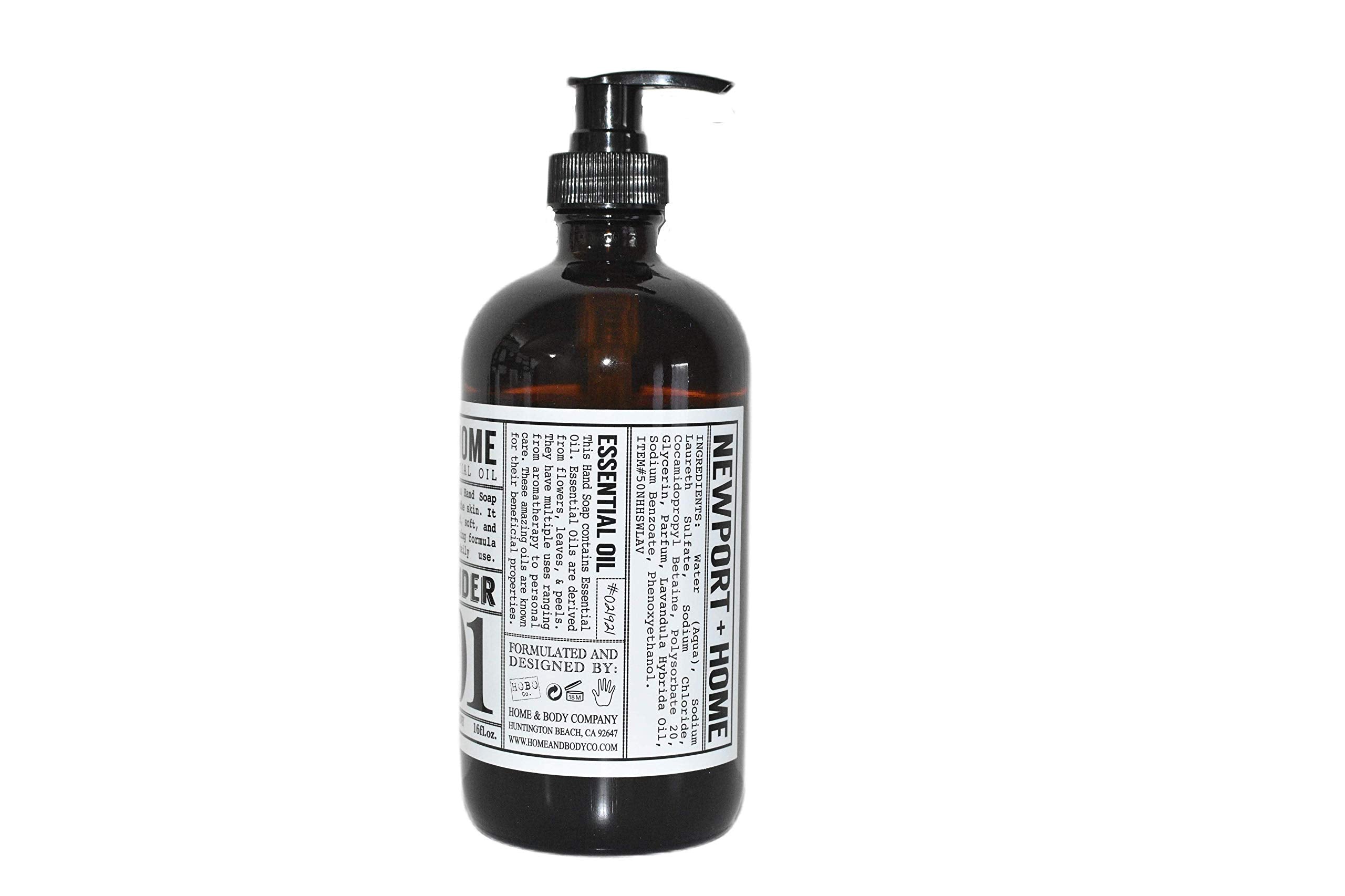 Newport Home Hand Soap Co – Wild Lavender, 2 Glass Bottles (16 fl oz Each)