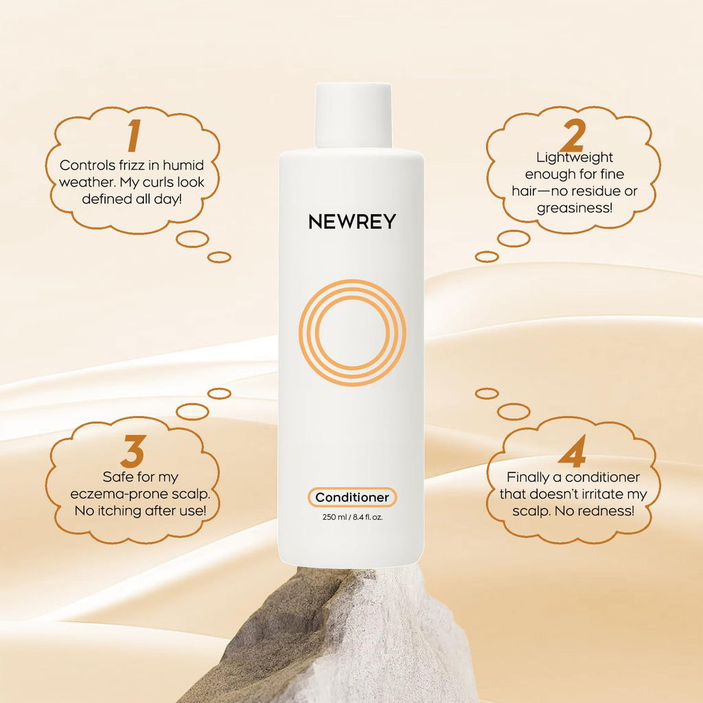 NEWREY Hydrating Conditioner for Dry, Damaged Hair - 8.4oz | Moisture Repair with Hydrolyzed Keratin & Coconut Oil