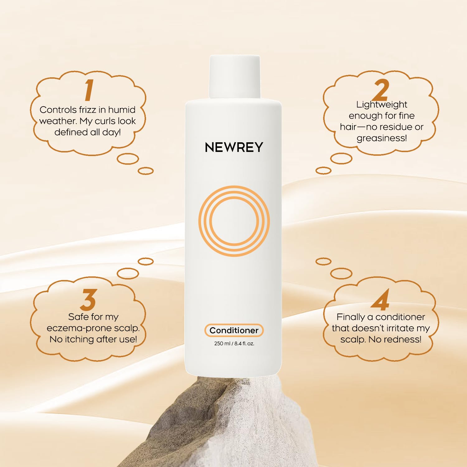 NEWREY Hydrating Conditioner for Dry, Damaged Hair - 8.4oz | Moisture Repair with Hydrolyzed Keratin & Coconut Oil