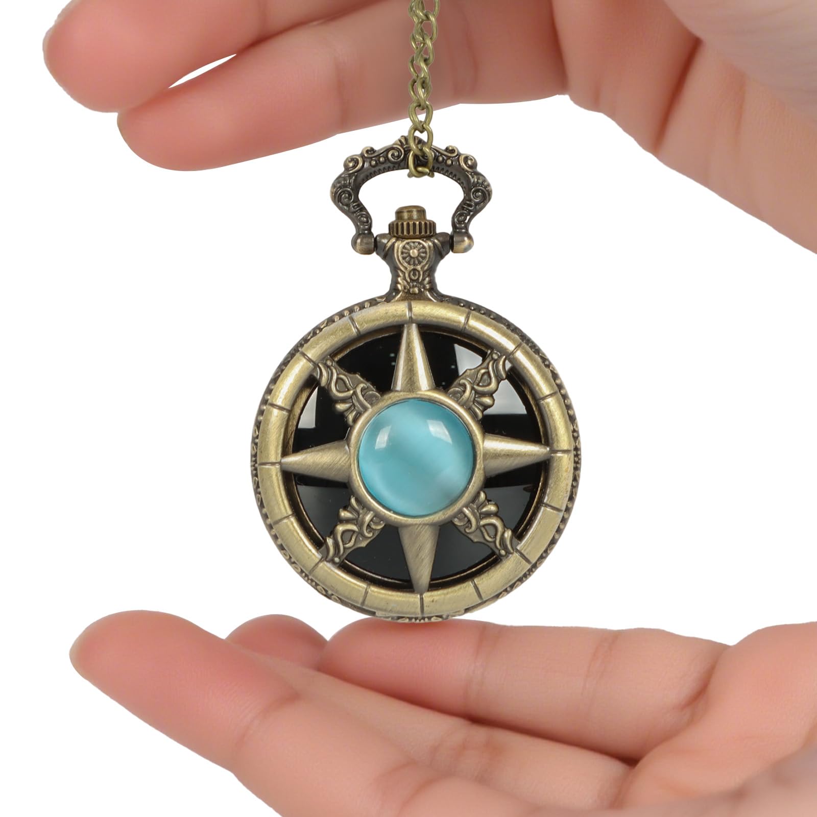 NewRiu Scrying Mirror Black Obsidian – Vintage Pocket-Watch Divination Tool for Meditation & Witchcraft