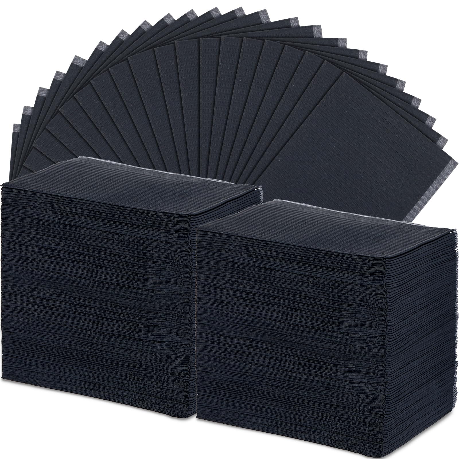 Newwiee 250 Pcs Disposable Nail Table Towels Mat & Waterproof Tattoo Bibs – 13 x 18 Inches, 3-Ply, Black