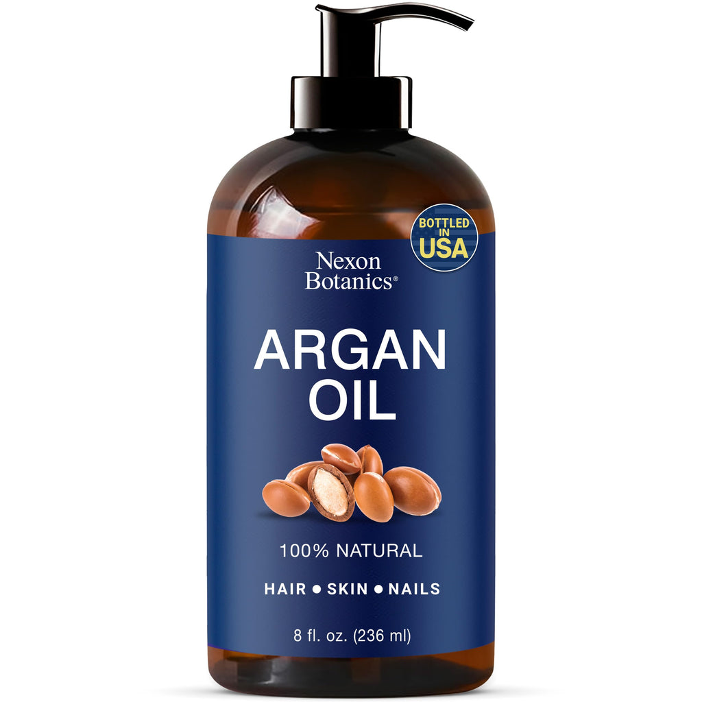 Nexon Botanics Argan Oil for Hair Growth | 8 fl oz, 100% Natural Moroccan Argan Oil for Face, Body & Nails