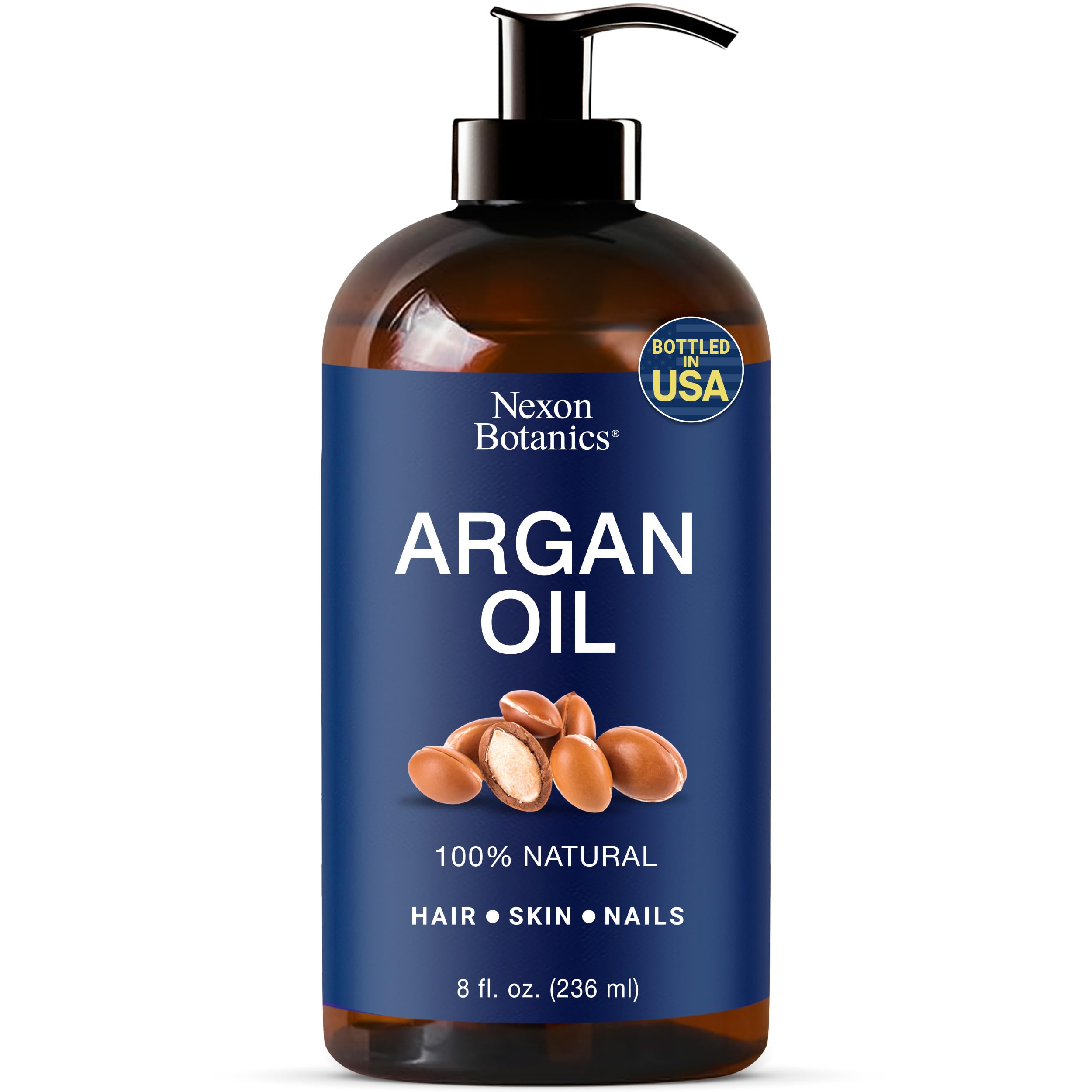 Nexon Botanics Argan Oil for Hair Growth | 8 fl oz, 100% Natural Moroccan Argan Oil for Face, Body & Nails