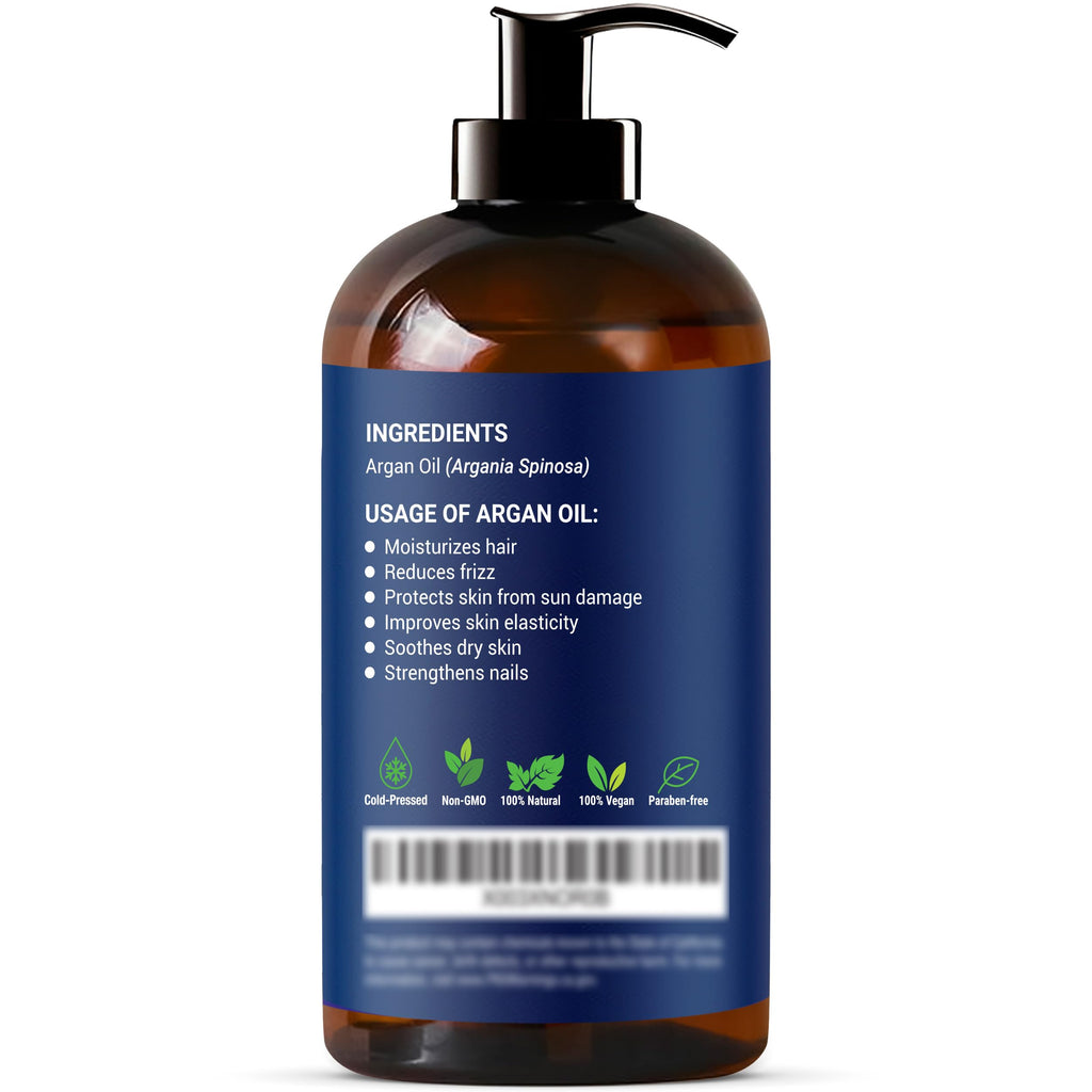 Nexon Botanics Argan Oil for Hair Growth | 8 fl oz, 100% Natural Moroccan Argan Oil for Face, Body & Nails