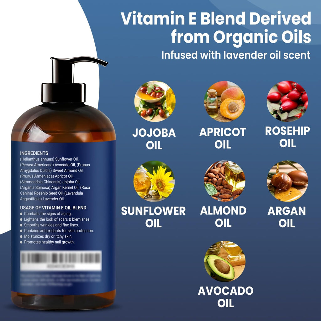 Nexon Botanics Organic Vitamin E Oil Blend – 8 fl oz for Skin, Scar & Face