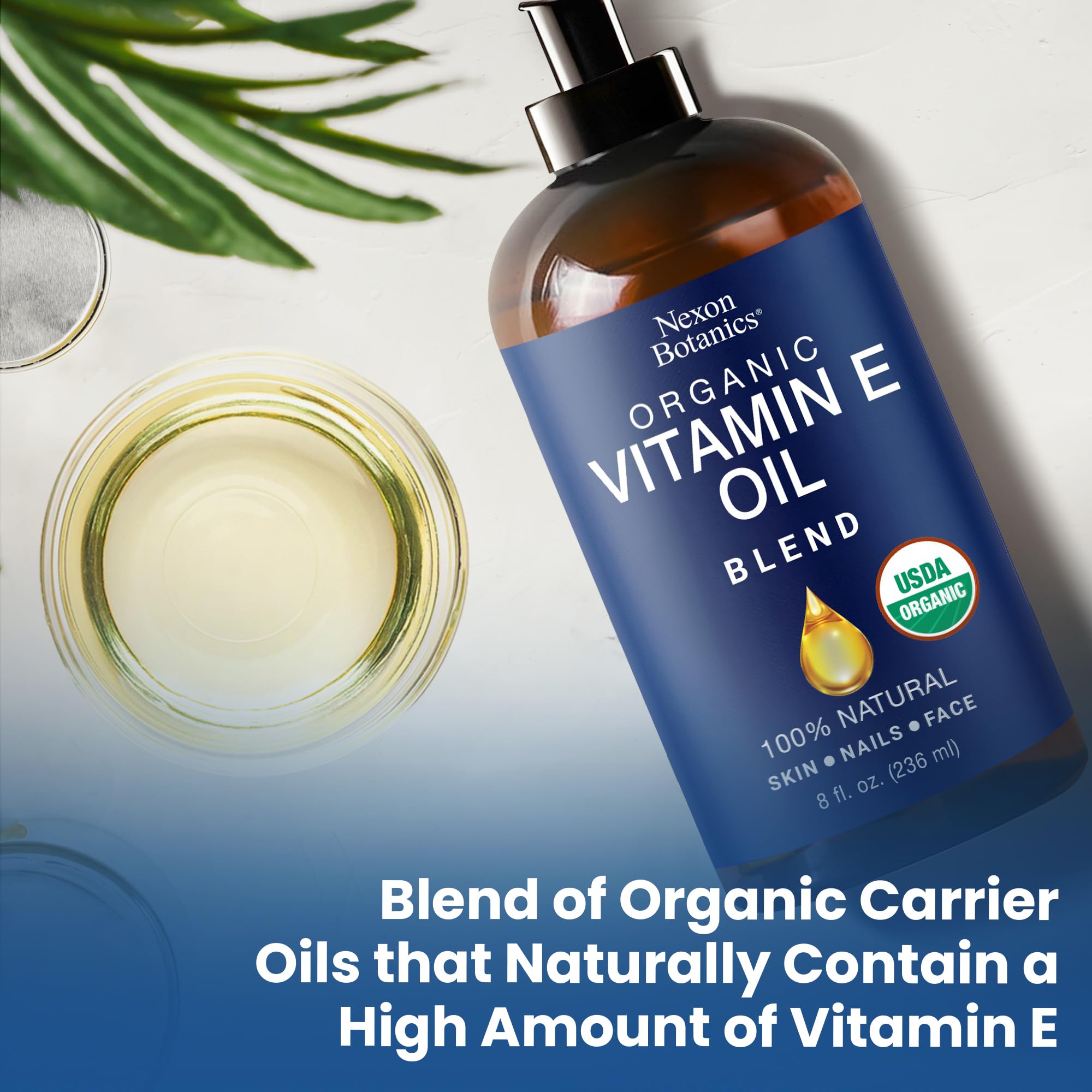 Nexon Botanics Organic Vitamin E Oil Blend – 8 fl oz for Skin, Scar & Face