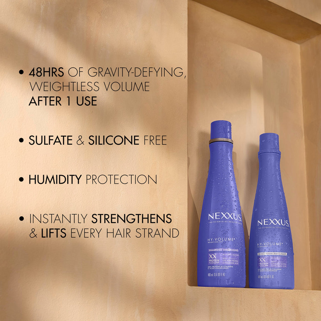 Nexxus HY-VOLUME Weightless Lift Shampoo – 48H Volume, Collagen & Hyaluronic Acid, 13.5 fl oz