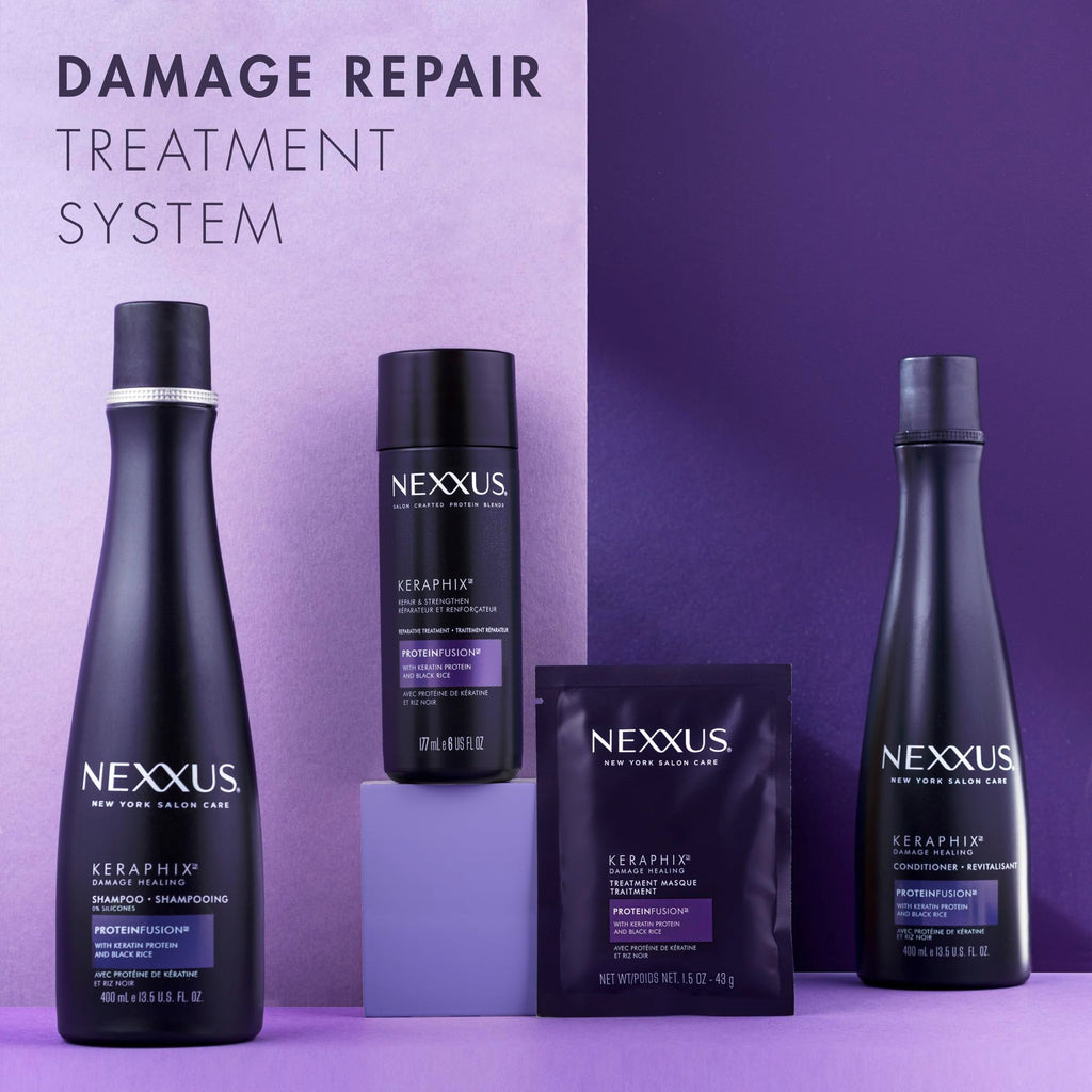 Nexxus Keraphix Damage Repair Pre-Wash Treatment Cream with Keratin Protein & Black Rice – 6 oz