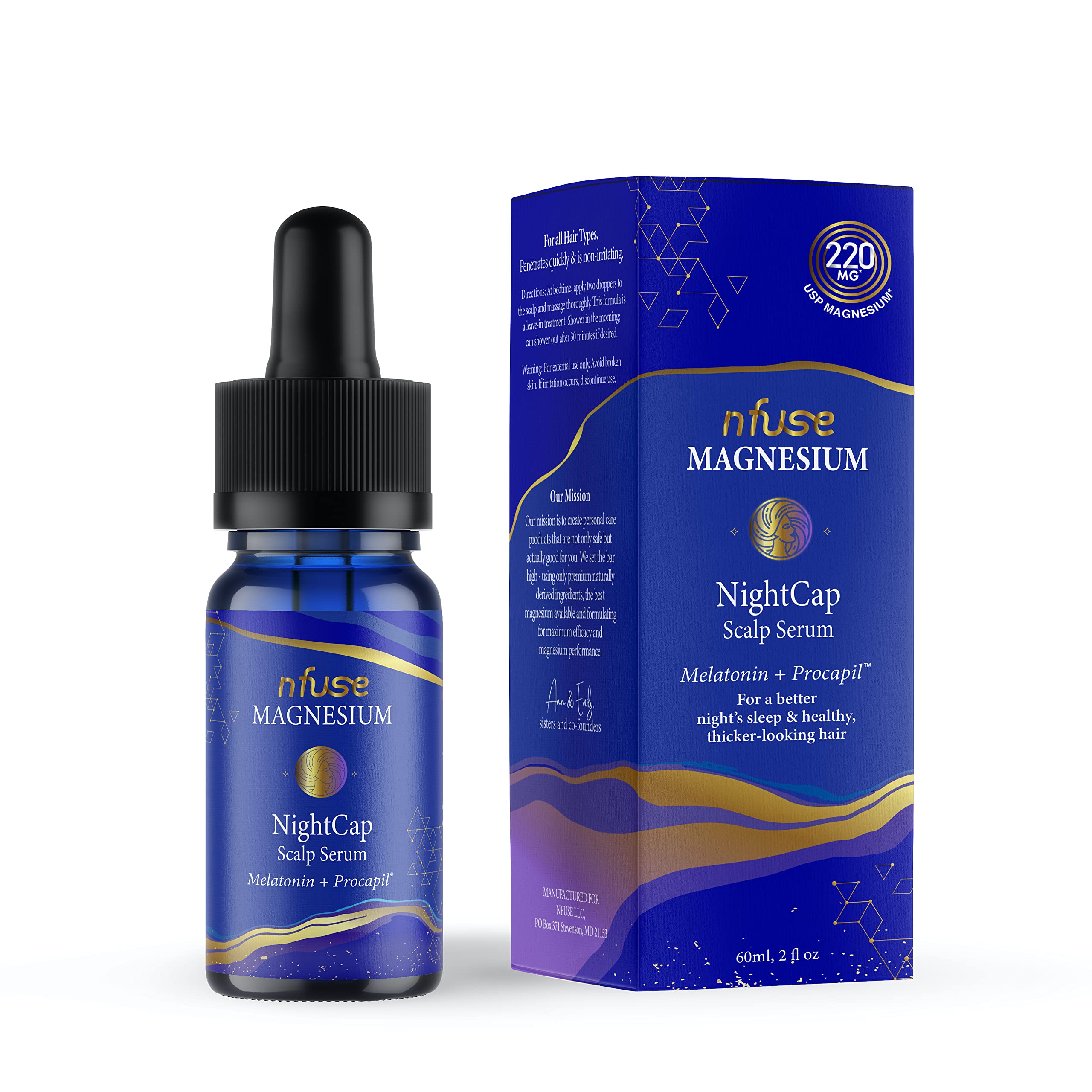 nfuse NightCap Hair Growth Serum with Melatonin, Peptides & Magnesium — Fragrance-Free Sleep Support for All Hair Types