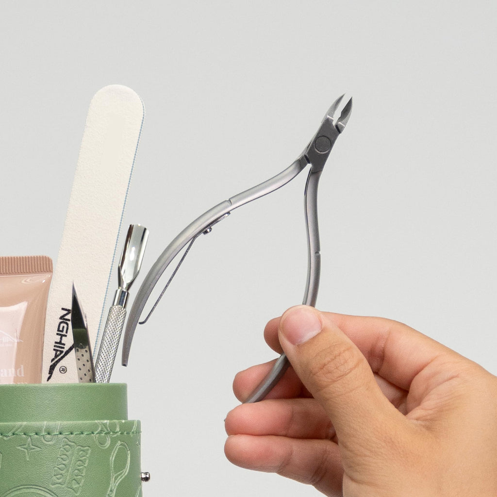 NGHIA Cuticle Nipper D-06 JAW 16 – Stainless Steel, Durable & Sharp | Ergonomic Grey Plated Finish | Salon & Home Use