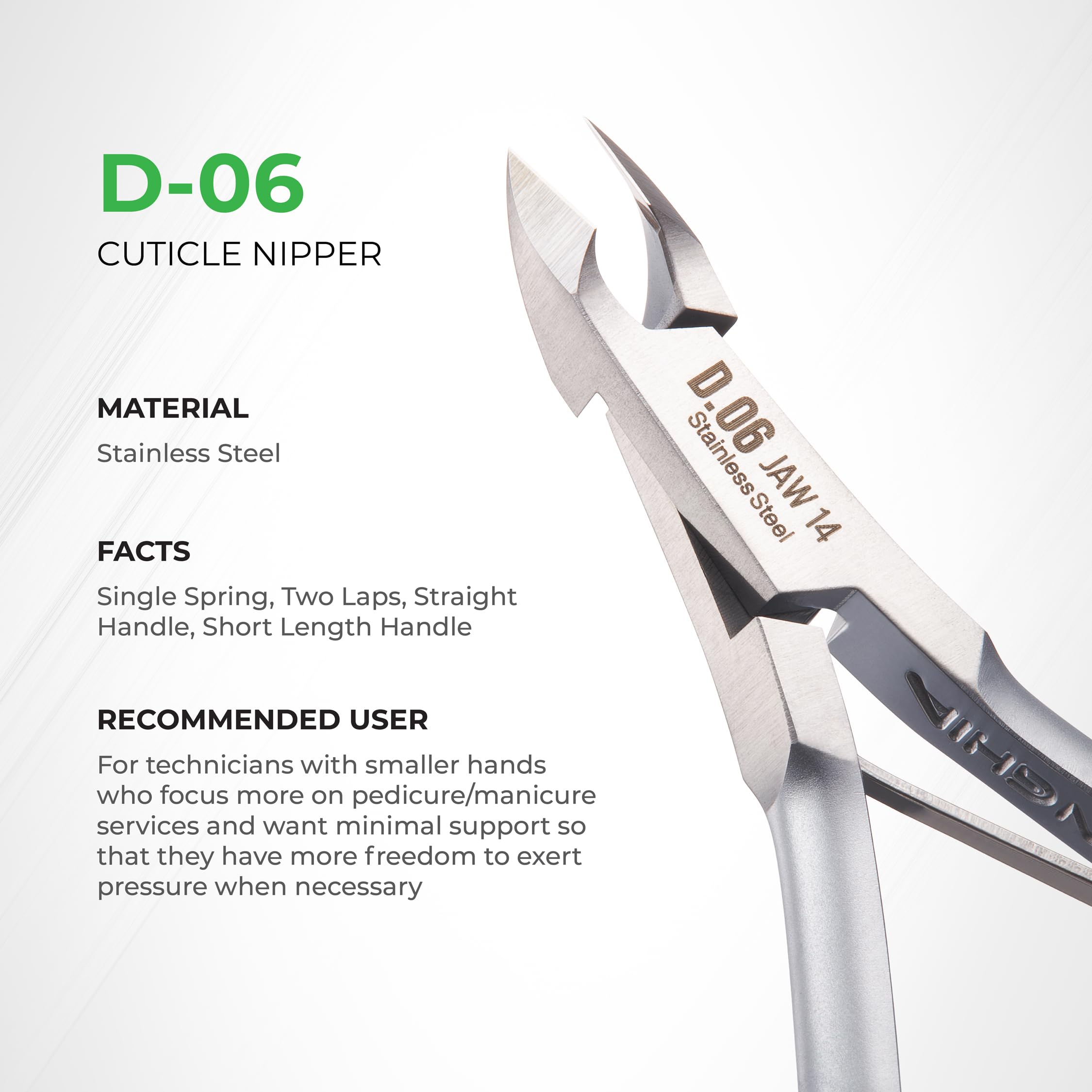 NGHIA Cuticle Nipper D-06 JAW 16 – Stainless Steel, Durable & Sharp | Ergonomic Grey Plated Finish | Salon & Home Use