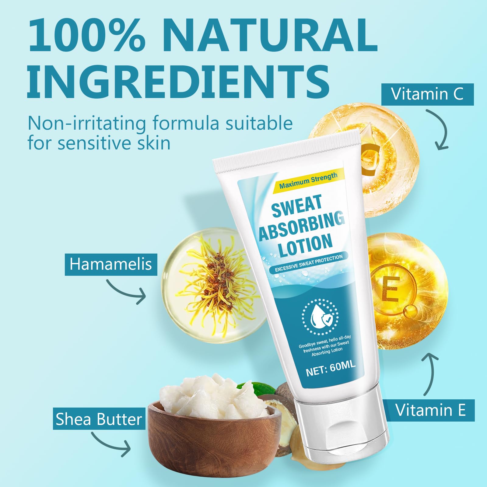 NHZ Antiperspirant Sweat-Absorbing Lotion – Fast-Absorbing, Quick-Dry (2.03 fl oz)